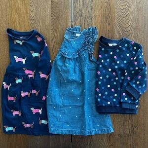 Marks & Spencer Bundle Navy Dog Dress Denim Spot Dress Multicolor Spot Sweater